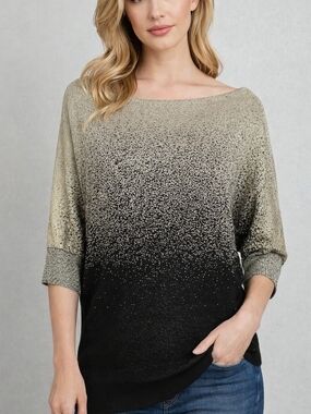 Size XS White House Black Market Metallic Ombre Top in Gold and Black